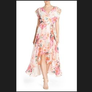NWOT Eliza J High-Low Chiffon Floral Dress